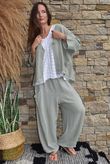 Lina Linen Blend Barrel Pant Washed Khaki
